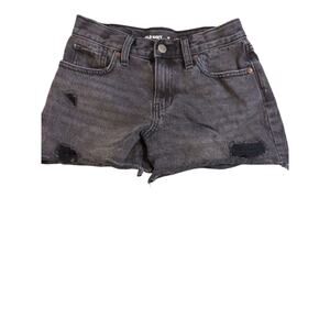 Old Navy Girls High-Rise Built-In Tough Black Jean Shorts Size 12 Distressed